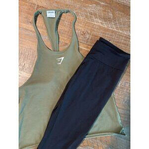 Gymshark Army Green Tank Top Racerback Sleeveless Athletic Gym Workout Size S